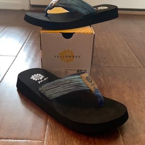 Yellow box sandals-Navy/Teal strap -Cal style